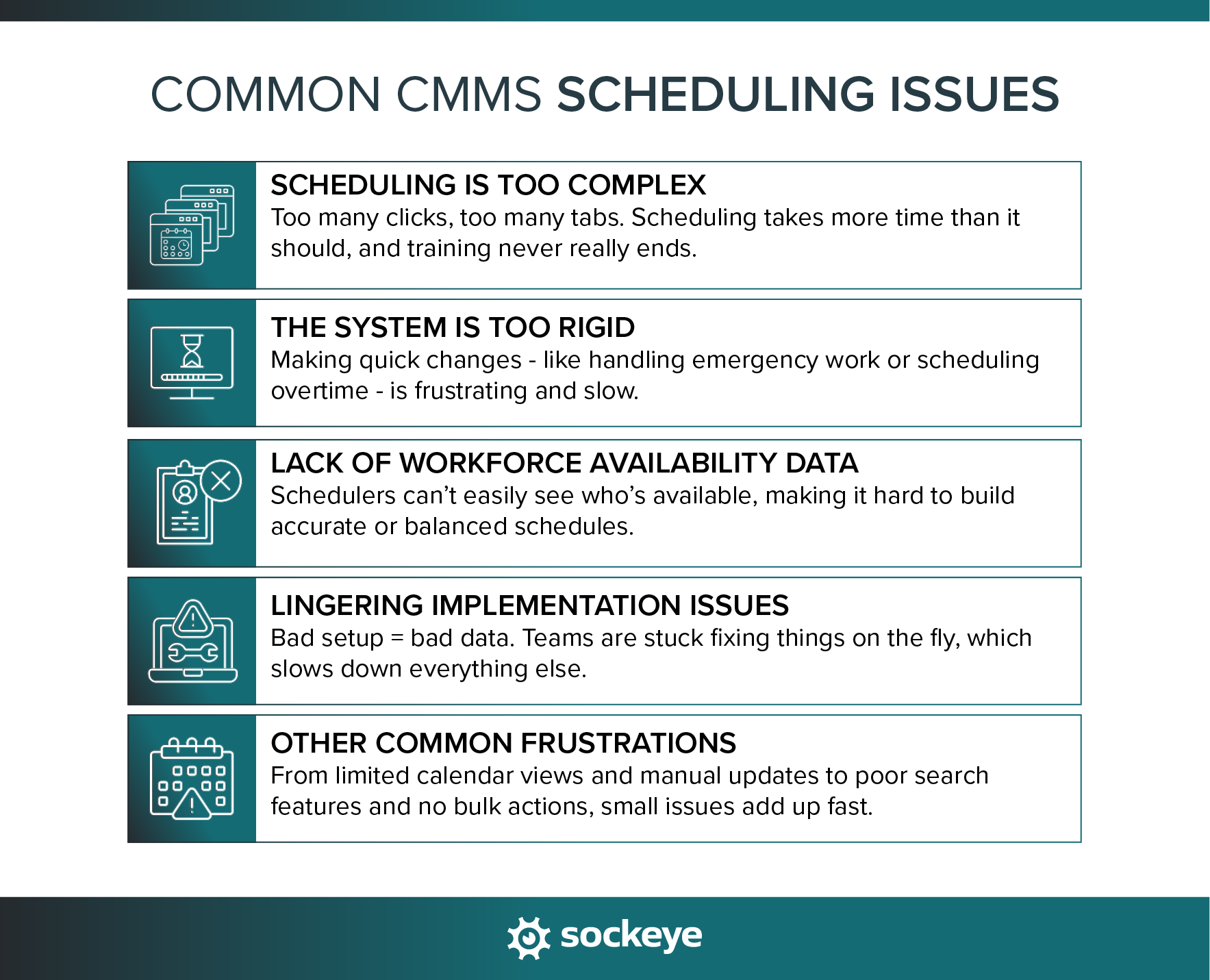 A list of common CMMS scheduling issues.