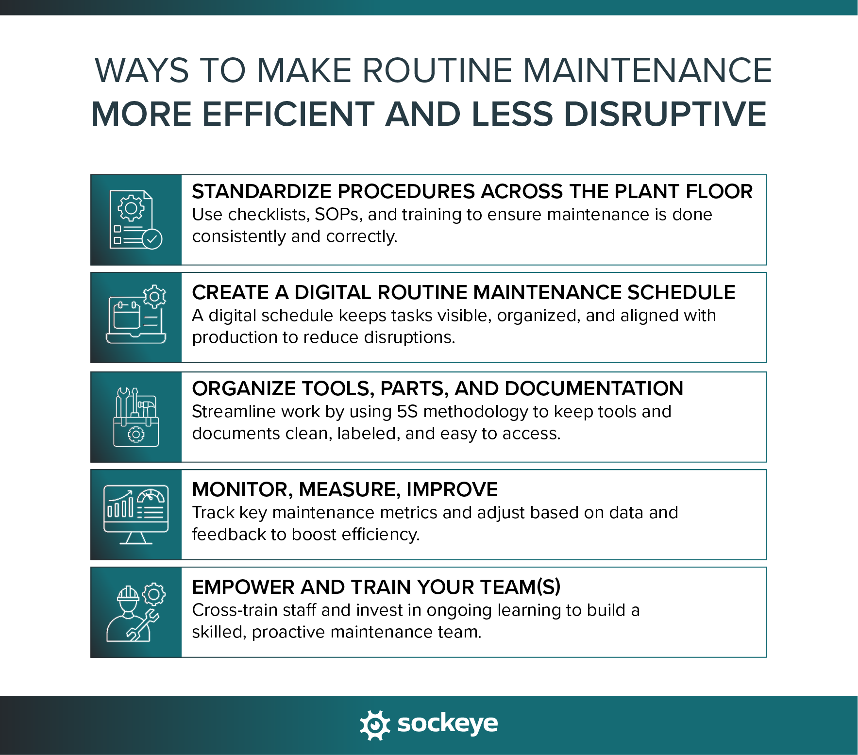 A list of ideas for making routine maintenance more efficient and less disruptive.
