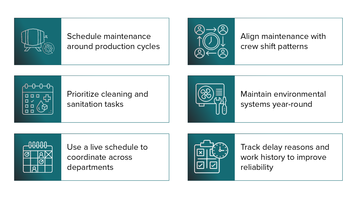 List of winery maintenance best practices.